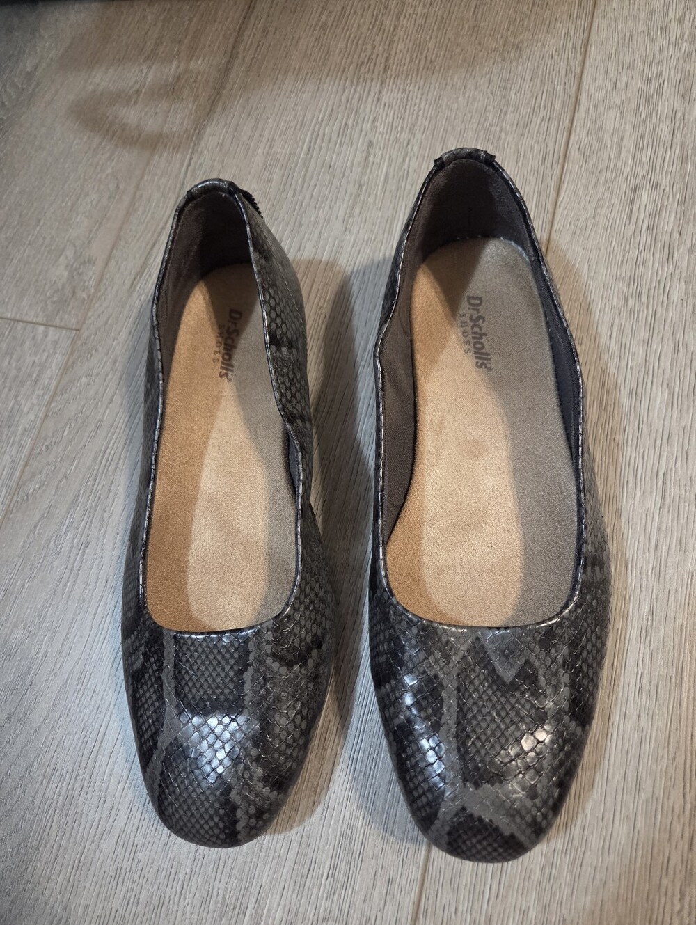 Dr. Scholl's Black Snake-Print Ballet Flats